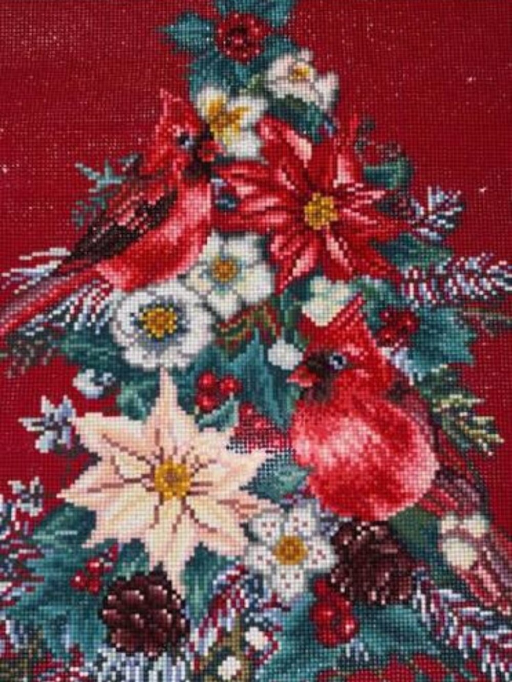 MAKE Market Christmas Cardinals Diamond Art Kit 16x20 Round Gems Holiday Floral